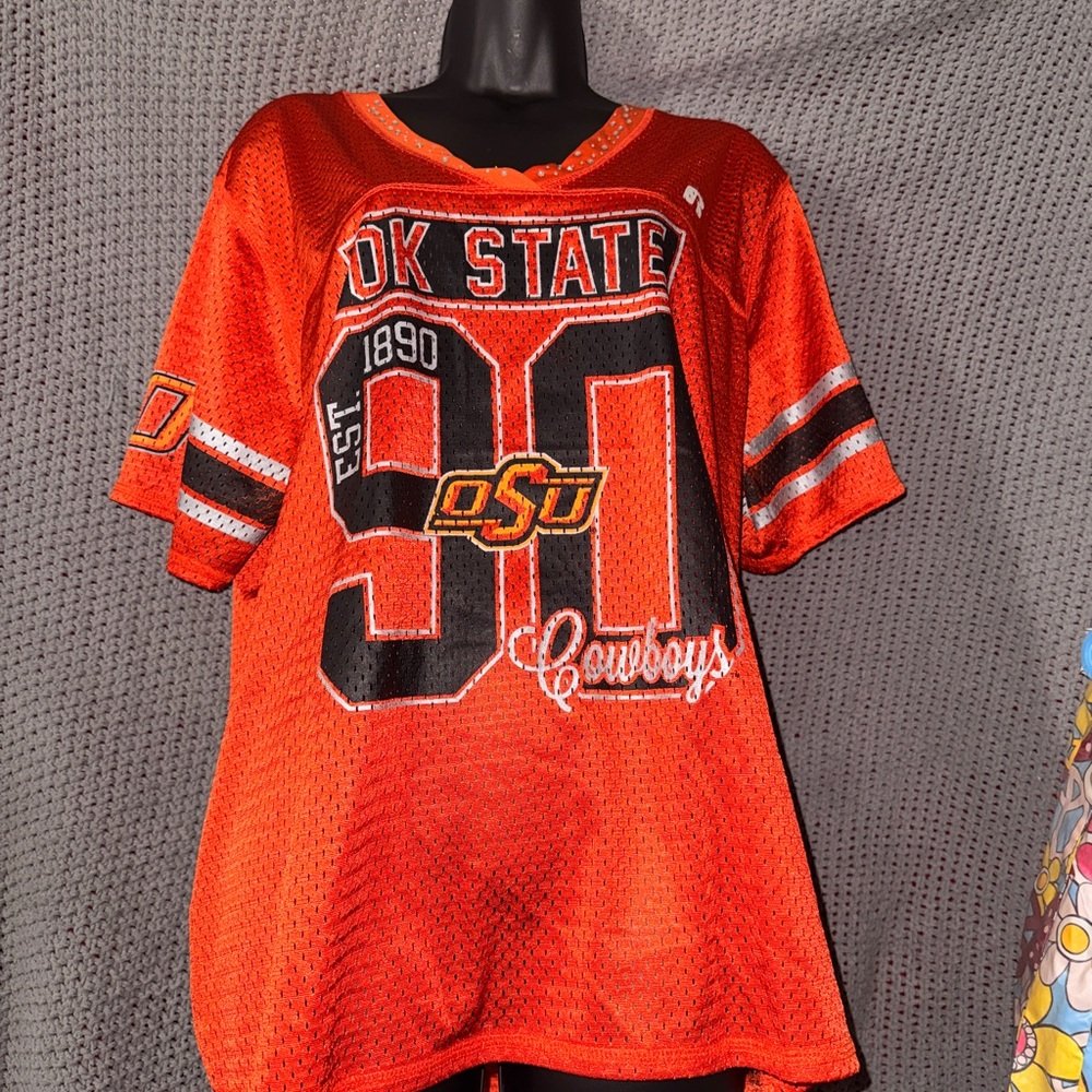 Russell Athletic Orange OK State Cowboys Mesh Jersey Top